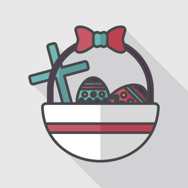 复活节蛋平图标与长影子，eps10图片下载