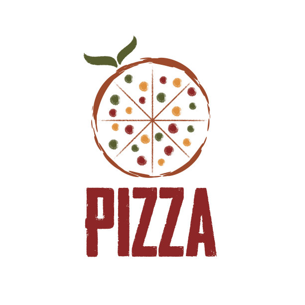带叶子的披萨矢量设计模板图片下载