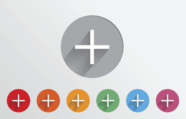 一套彩色的添加图标图片下载