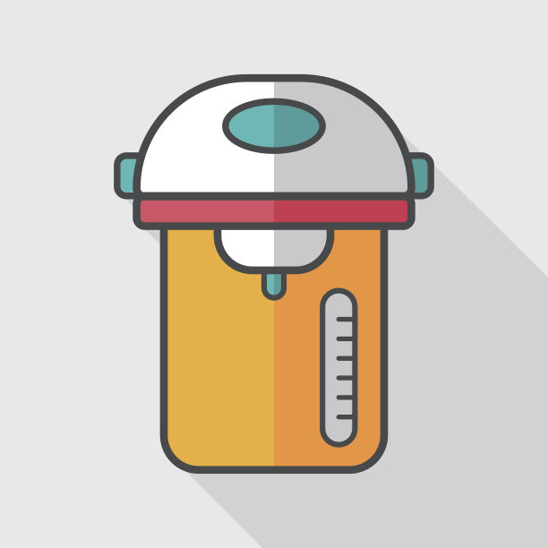 厨房电器平底锅图标与长影子，eps10图片下载