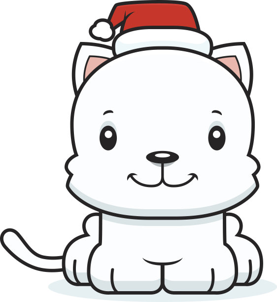 卡通微笑的圣诞小猫图片下载