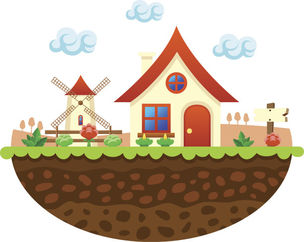 平面农场景观插图与农舍图片下载