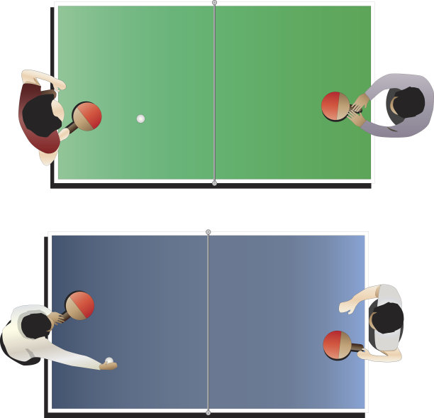乒乓球俯视图室内，矢量插图图片下载