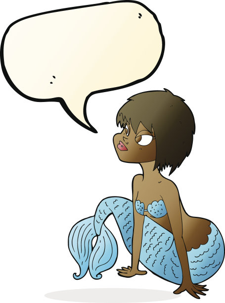 卡通漂亮的美人鱼与思想泡泡图片下载
