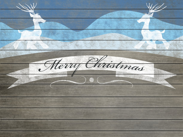 在旧的复古板上装饰新年。圣诞鹿。图片下载