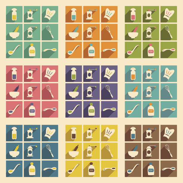 平面与阴影概念和移动应用厨房集图片下载