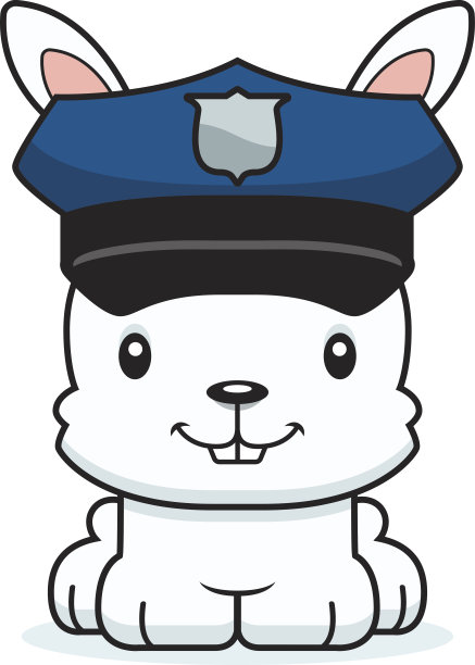 卡通微笑警官兔子图片下载