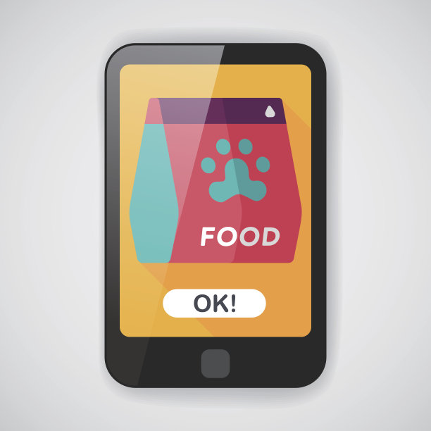 宠物狗粮平板图标与长影子，eps10图片下载