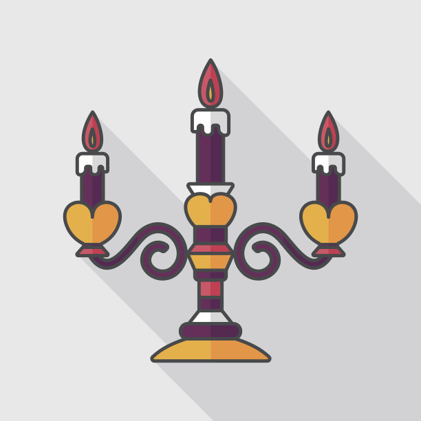 情人节蜡烛长影子扁平图标，eps10图片下载