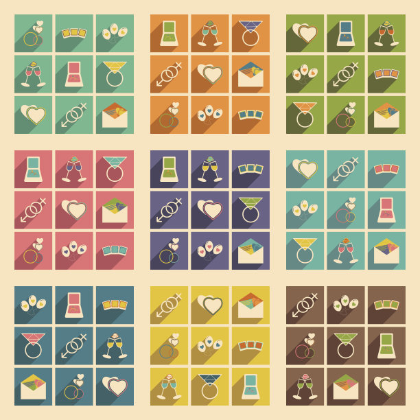 平面与阴影概念和移动应用婚礼图标图片下载