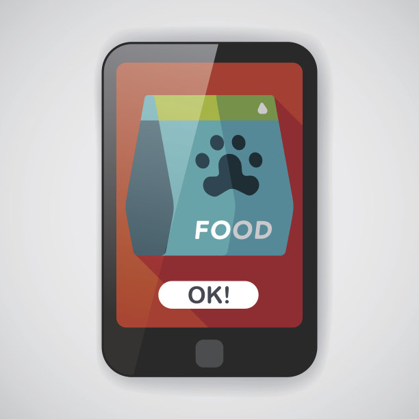 宠物狗粮平板图标与长影子，eps10图片下载