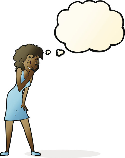 卡通女人笑着带着思想泡泡图片下载