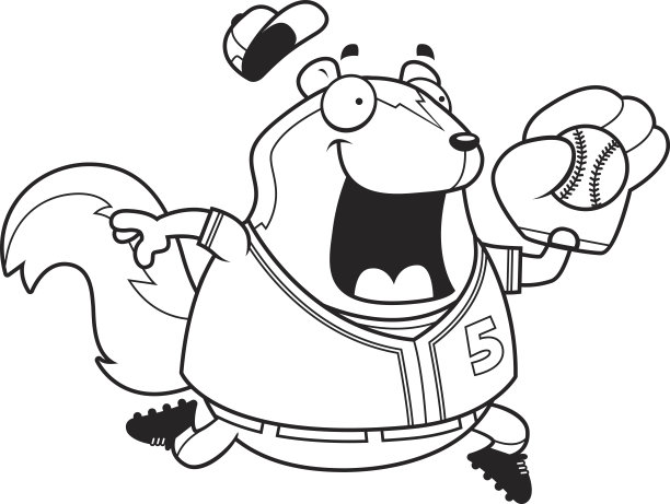 卡通臭鼬棒球图片下载