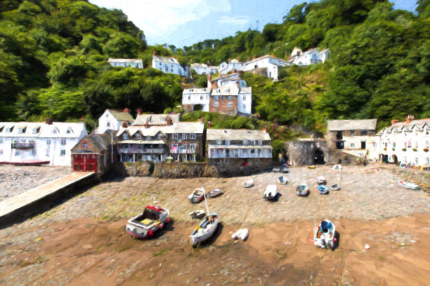 英国德文郡美丽的海岸村庄图片下载