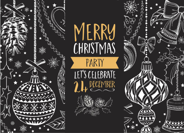 圣诞晚会的邀请。节日卡片。图片下载