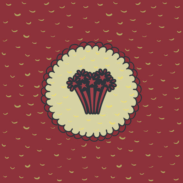 圣诞和新年的圆形框架与烟花的象征素材图片