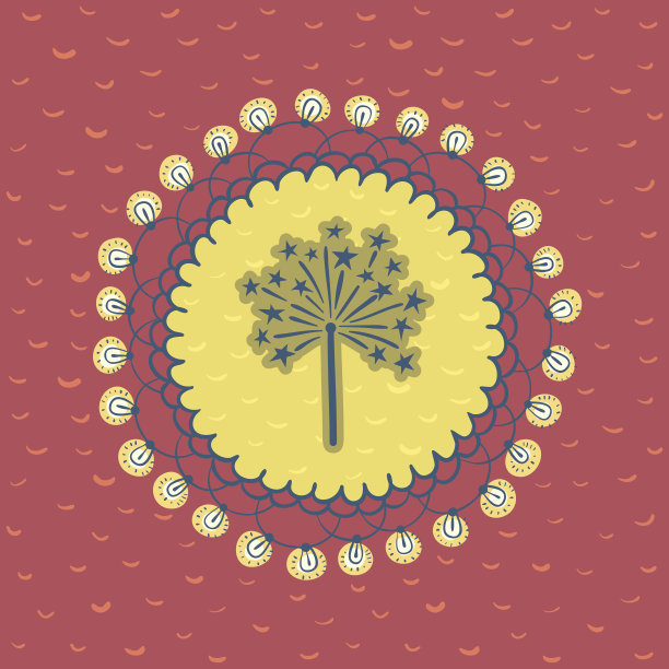 圣诞和新年的圆形框架与烟花的象征素材图片