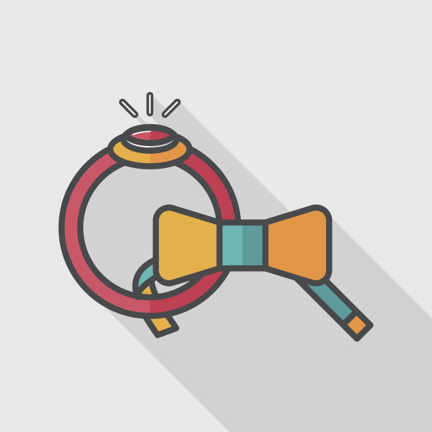 新郎领带和戒指平图标与长影子，eps10图片下载