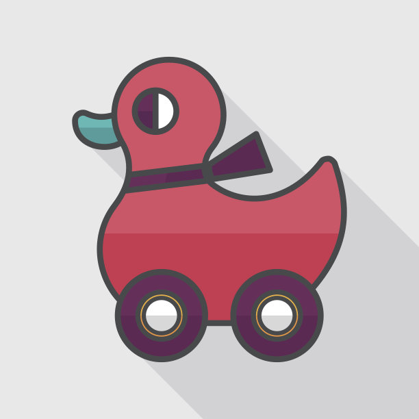 鸭子玩具扁平图标与长影子，eps10图片下载