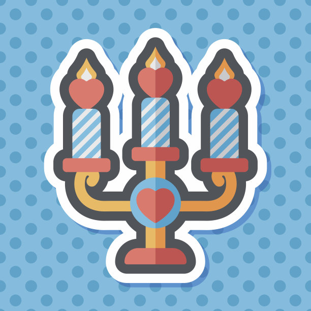 情人节蜡烛长影子扁平图标，eps10图片下载