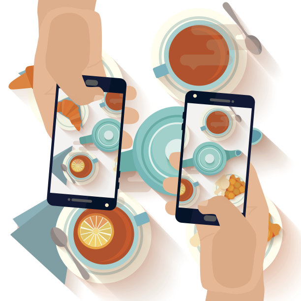 用智能手机拍早餐照片的手图片下载