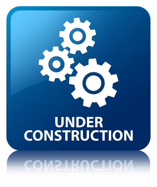正在建设(齿轮图标)蓝色方形按钮图片下载