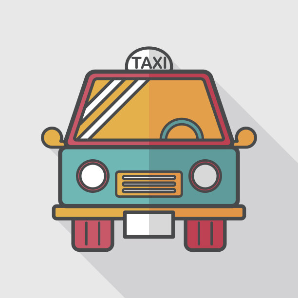 交通出租车平面图标与长影子，eps10图片下载