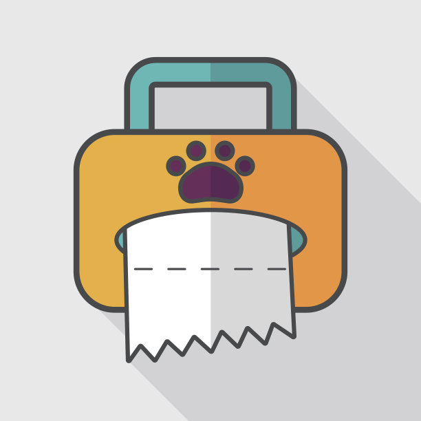 宠物风格纸巾盒扁平图标与长影子，eps10图片下载