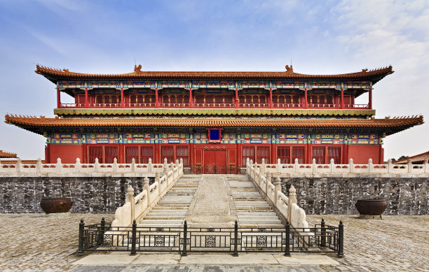 中国紫禁城庙宇的正面围墙图片下载