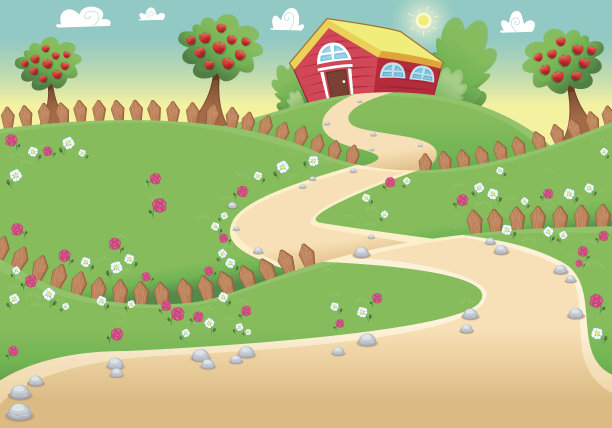 有趣的景观与农场。图片下载