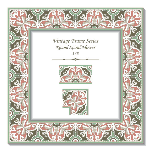 复古3D框架178圆形螺旋花图片下载