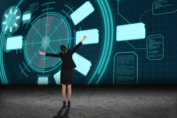 兴奋的女商人欢呼的合成图像图片下载