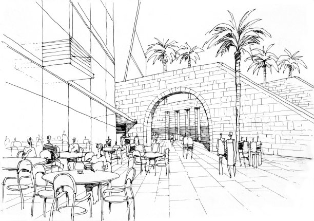 咖啡馆与拱图片下载