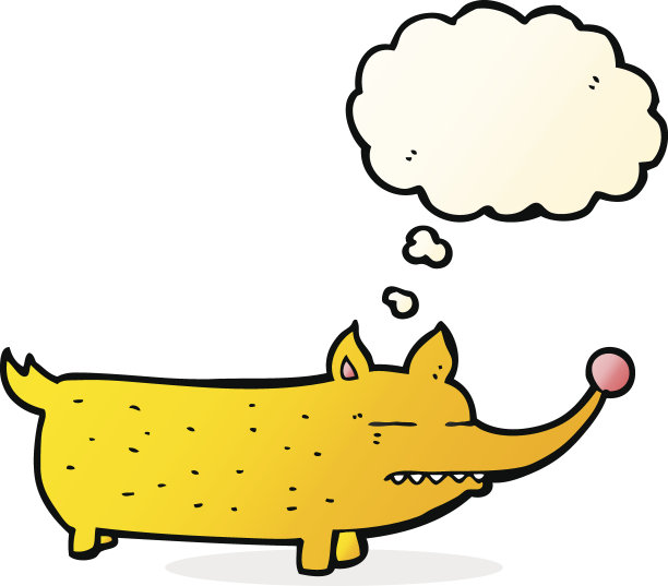 卡通滑稽的小狗与思想泡泡图片下载