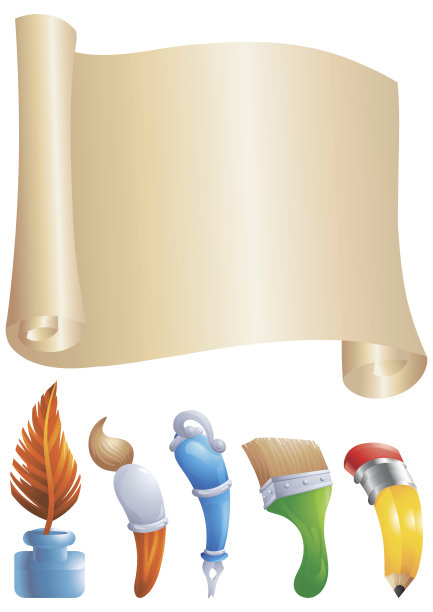 写作，绘画和绘画工具卡通集图片下载