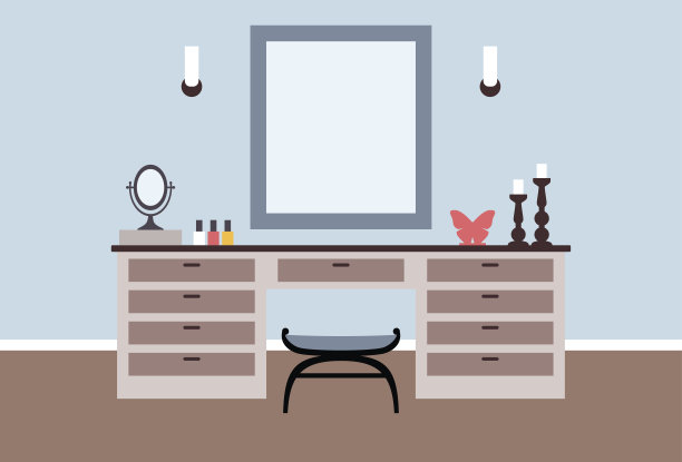 梳妆台内平风格。矢量插图。图片下载