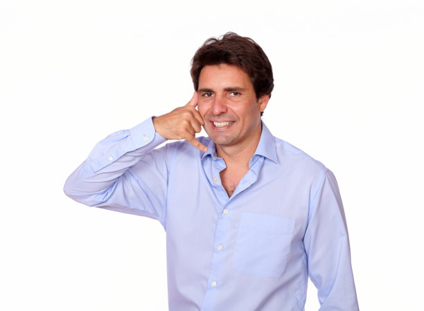 迷人的拉丁男人用手示意电话图片下载