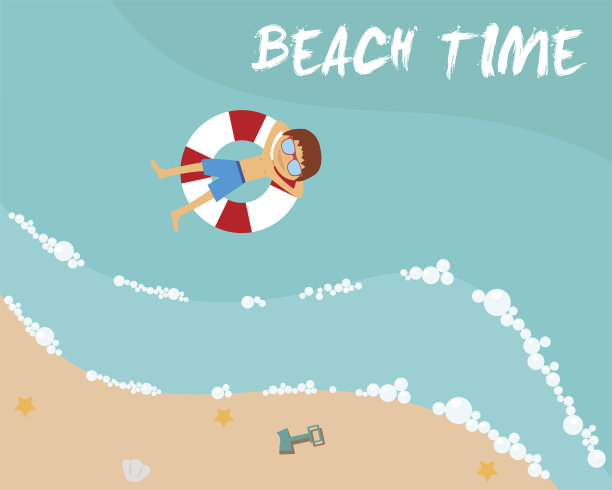 夏季海滩平面设计，鸟瞰图，海边和图片下载