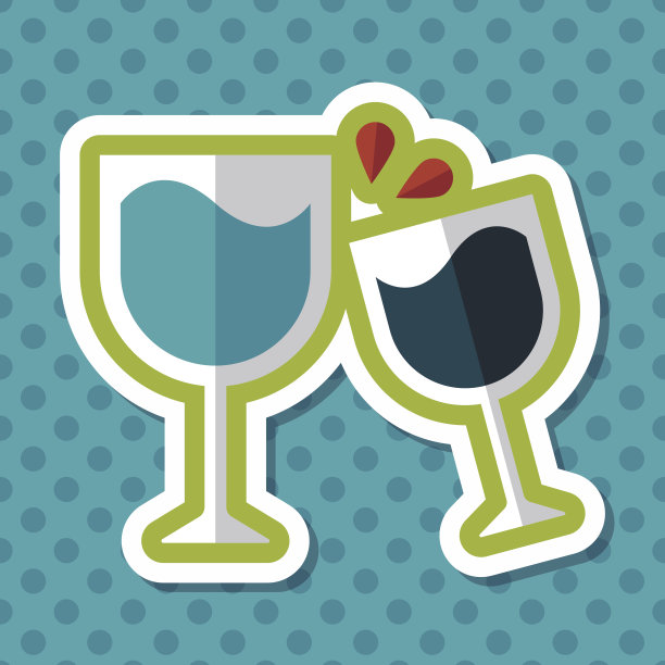 马提尼酒杯干杯与长影子的图标，eps10图片下载