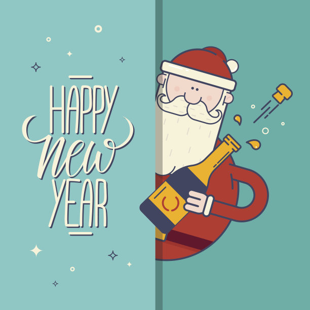 有圣诞老人的新年贺卡。图片下载