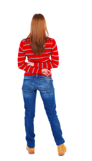 后视图站年轻美丽的女人图片下载