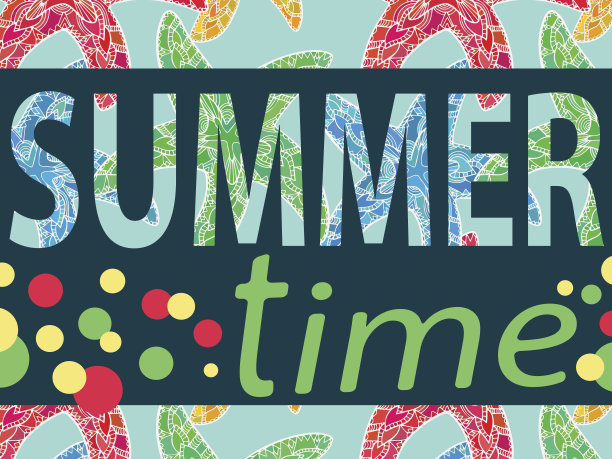 夏季海报与海星图案图片下载