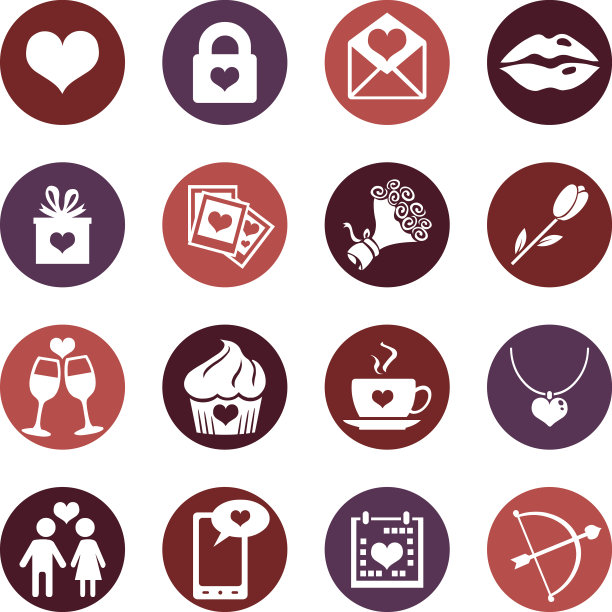 矢量设置的图标为情人节图片下载