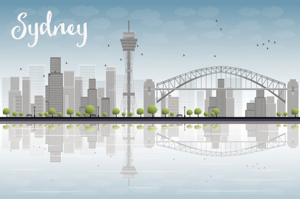 蓝天和摩天大楼构成了悉尼的天际线图片下载