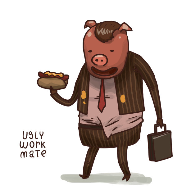 丑陋的工作伙伴与热狗图片下载
