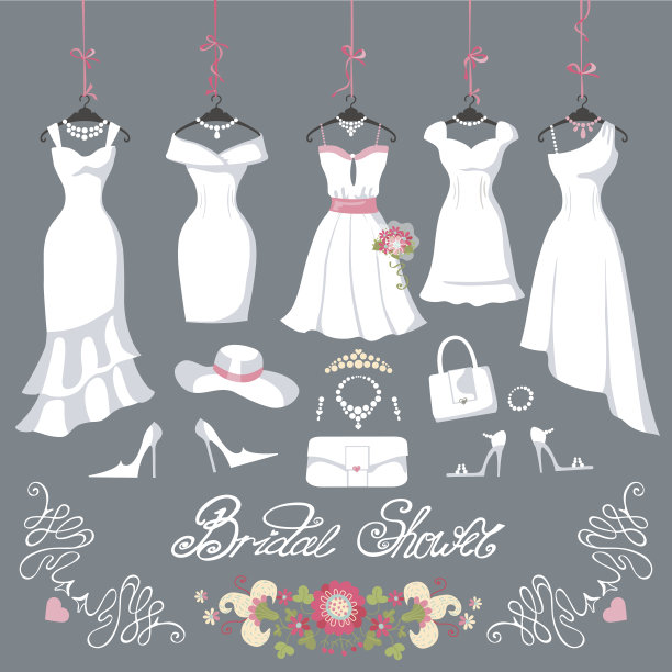 新娘的礼服挂在丝带上。时尚饰品图片下载