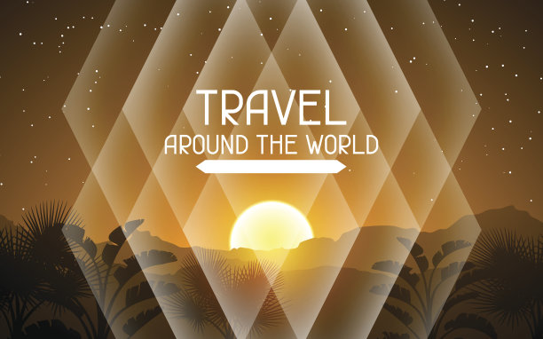 环游世界。热带背景与景观，阳光和图片下载