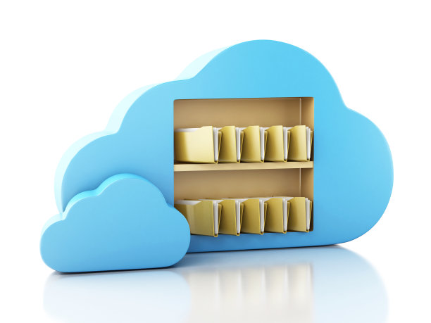 3d云端文件存储。云计算的概念。图片下载