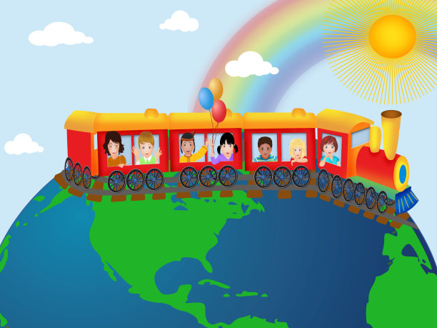 彩色插图的快乐孩子图片下载