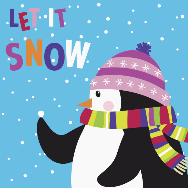 可爱的圣诞企鹅卡通插图图片下载